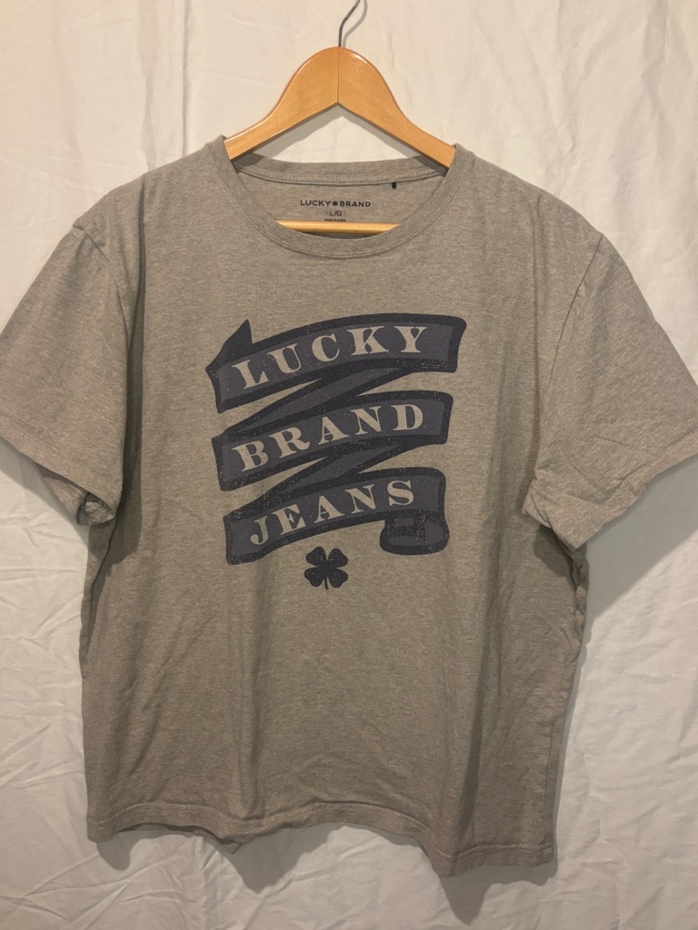🔥3 for $25 Lucky Brand Boxy Fit Graphic Tee Grey Oversized T-Shirt